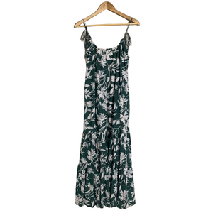 Abercrombie & Fitch Trapeze Maxi‎ Dress Dark Green and Cream XS